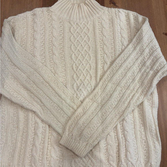 Sweaters - Cream Cable Knit Turtleneck Sweater